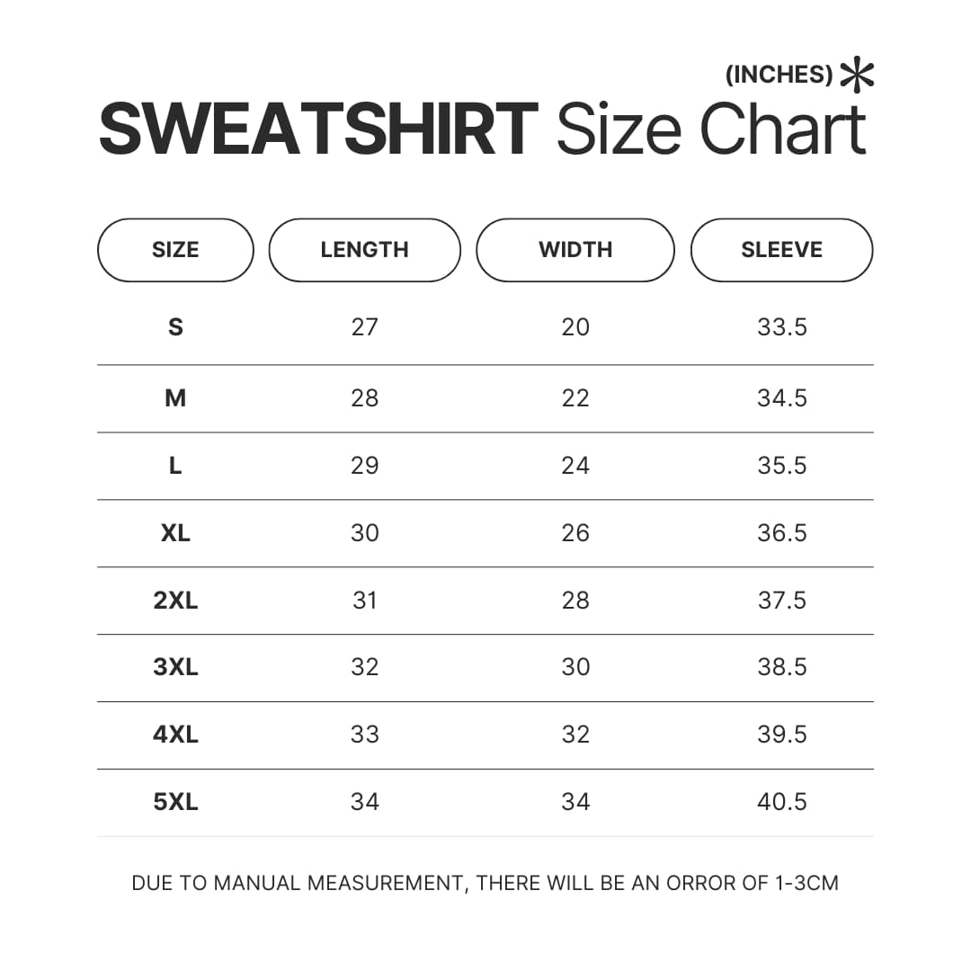 Sweatshirt Size Chart - Half-Life Store