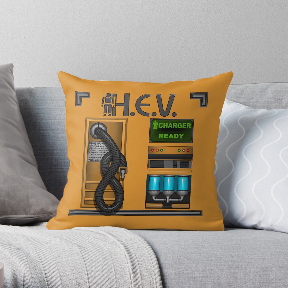 Half Life Hev Charger Throw Pillow